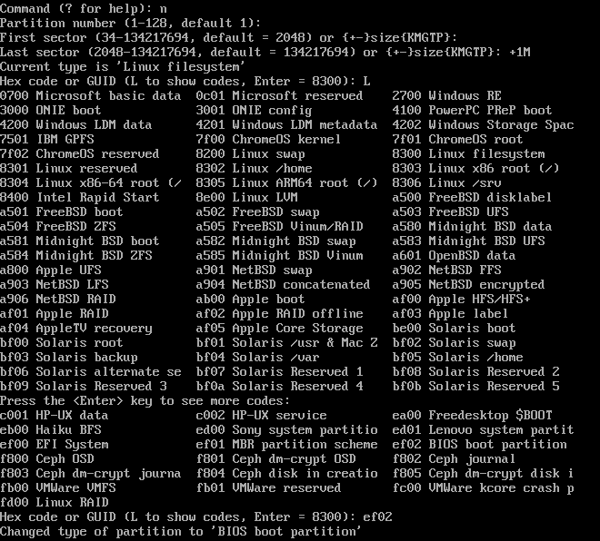 gdisk bios boot