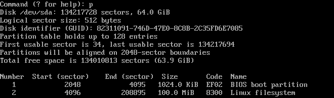 gdisk boot p