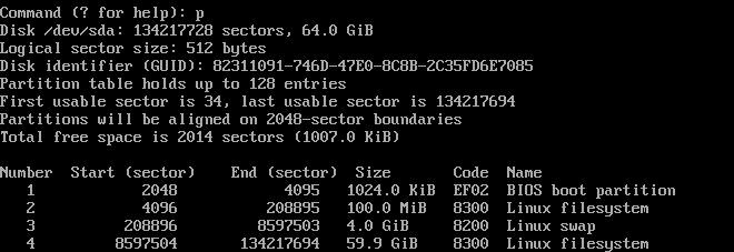 gdisk root p