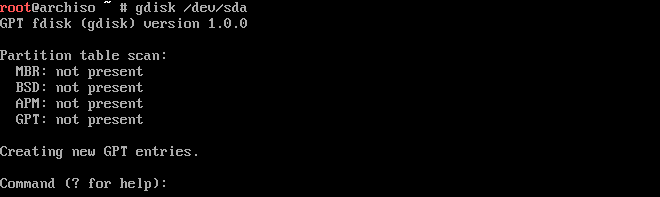 gdisk sda